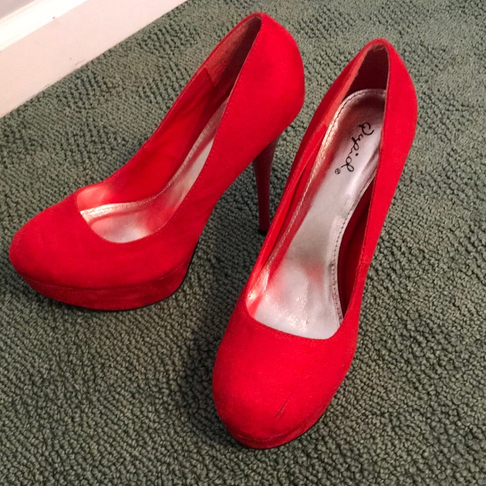 Red Suede Pumps